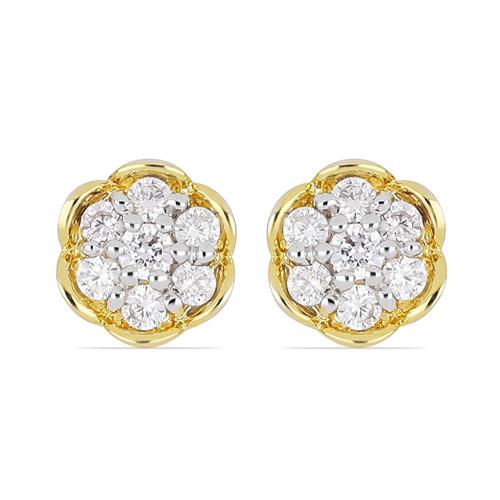 BUY 14K GOLD GENUINE WHITE DIAMOND GEMSTONE CLASSIC EARRINGS